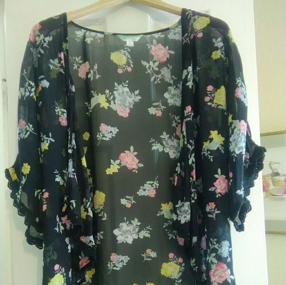 Black floral cardigan